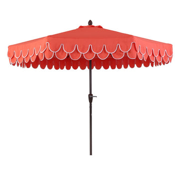 Tracy 9 ft. Classic MidCentury Scalloped Fringe Market Patio Umbrella